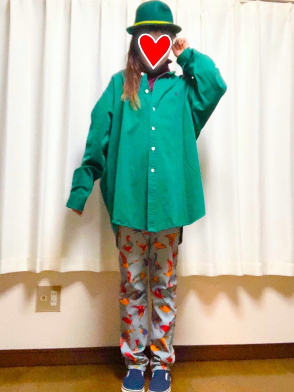 「POLO RALPH LAURENのスタンダードフィット コットン シャツ（シャツ/ブラウス、グリーン系）」を使った、たぬんきちさん（レディース・162cm）の冬コーディネートの1枚目の写真