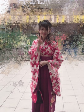 「袴」｜「アイテム（浴衣）」を使った、mocha☆.｡.:*・さん（レディース・156cm）の春コーディネート