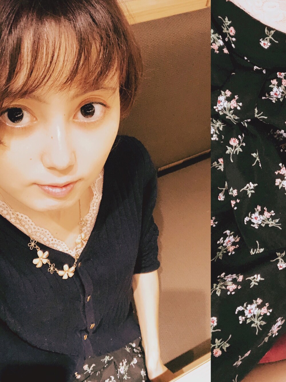 「オトナカジュアル、ショートヘア、アースミュージック＆エコロジー、natural couture、OLIVE des OLIVE、デート、花のネックレス、シンプル」｜「tutuannaのアイテム（ソックス/靴下、レッド系）」を使った、mocha☆.｡.:*・さん（レディース・156cm）の秋コーディネートの1枚目の写真