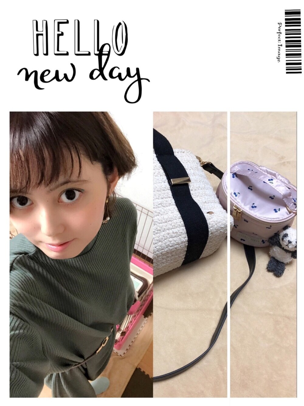 「秋コーデ、グリーンコーデ、ジェラート　ピケ(gelato pique)、付録、GU、ショルダーバッグ」｜「Latticeのアイテム（イヤリング、ゴールド系）」を使った、mocha☆.｡.:*・さん（レディース・156cm）の秋コーディネートの1枚目の写真
