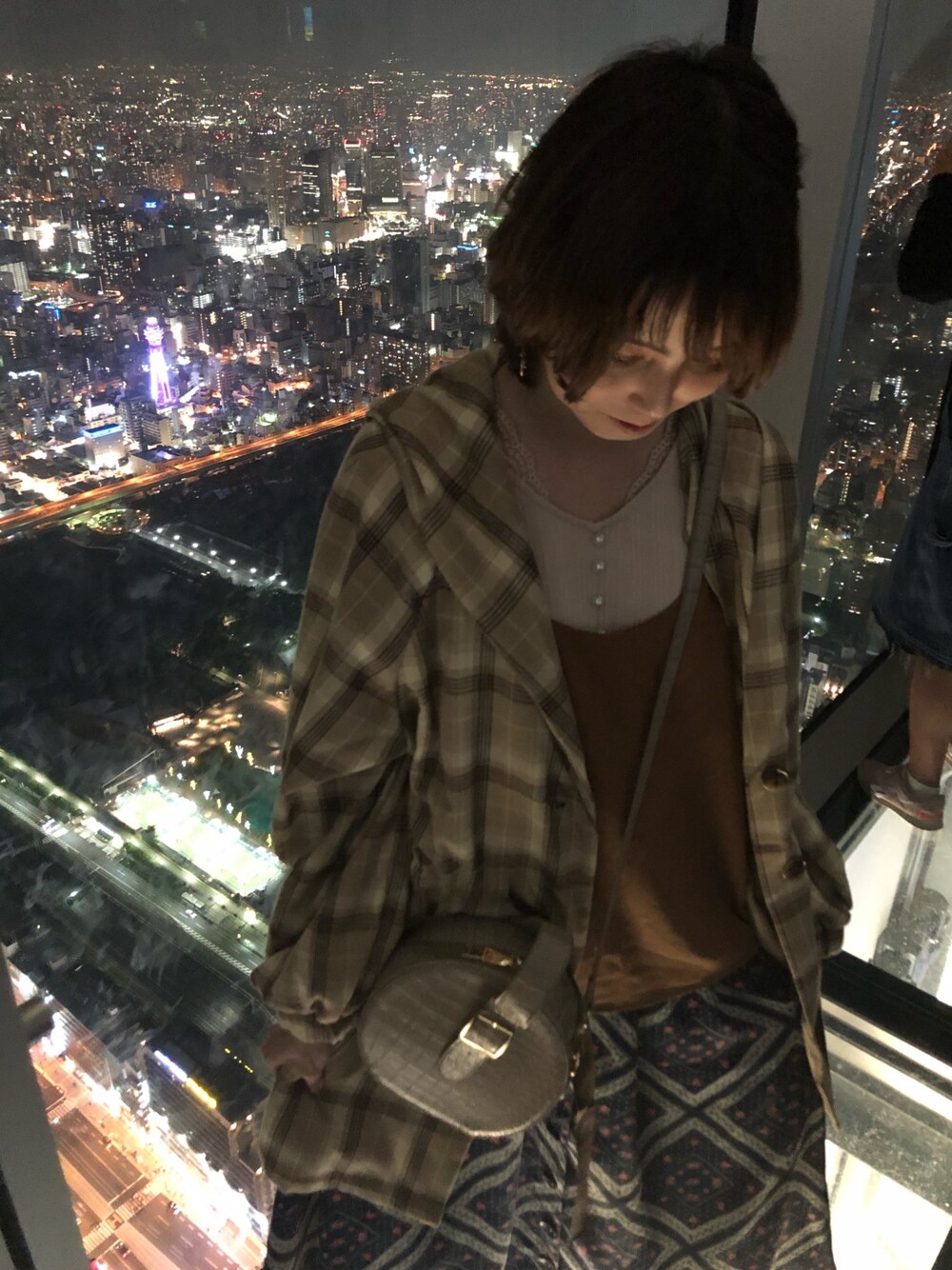 「オトナカジュアル、可愛い、ショートヘア、ベージュ、GRL、OLIVE des OLIVE、大阪旅行、秋冬コーデ、Lattice、GLOBAL WORK」｜「Latticeのアイテム（ピアス（両耳用）、ゴールド系）」を使った、mocha☆.｡.:*・さん（レディース・156cm）の秋コーディネートの1枚目の写真