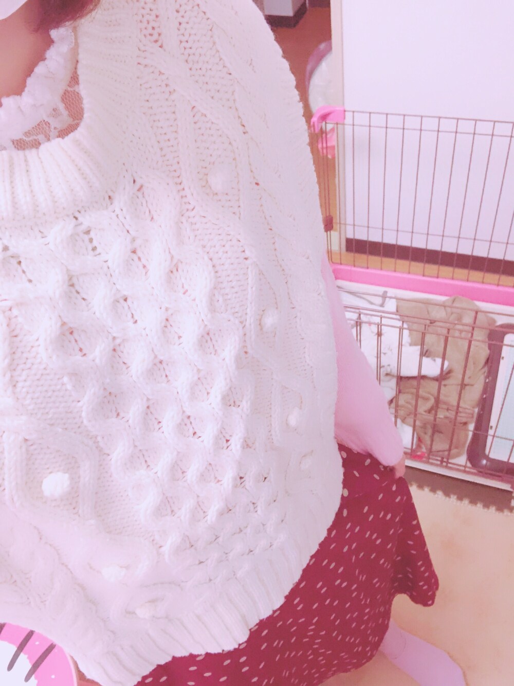 「OLIVE des OLIVE、ベスト、冬コーデ、シンプル、バースデイ、可愛い、GU、着回しコーデ」｜「OLIVE des OLIVEのアイテム（ベスト、ホワイト系）」を使った、mocha☆.｡.:*・さん（レディース・156cm）の冬コーディネートの1枚目の写真