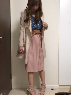 「サッシュベルト」｜「アイテム（トレンチコート）」を使った、nana♡さん（レディース・160cm）の春コーディネート