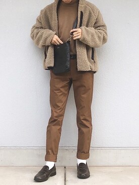 「FREAK'S STORE（フリークスストア）のリバーシブルボアフリースジャケット（ブルゾン）」を使った、たき さん（メンズ・170cm）の冬コーディネート