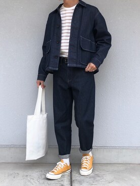 「デニムonデニム」｜「アイテム（デニムジャケット）」を使った、たき さん（メンズ・170cm）の春コーディネート