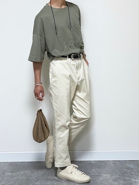 「Hender Scheme（エンダースキーマ）のHender Scheme kinchaku (nc-rc-kin)（ハンドバッグ）」を使った、たき さん（メンズ・170cm）の夏コーディネート