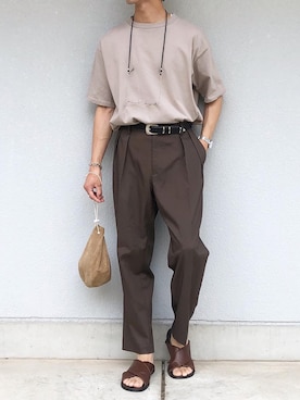 「Hender Scheme（エンダースキーマ）のHender Scheme kinchaku (nc-rc-kin)（ハンドバッグ）」を使った、たき さん（メンズ・170cm）の夏コーディネート