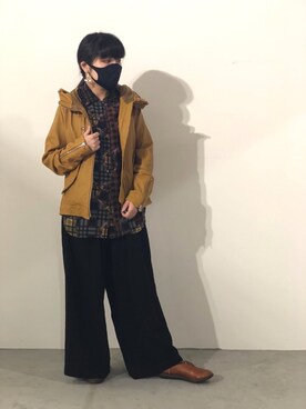 「マスタード」｜「アイテム（ライダースジャケット）」を使った、かさん（レディース・146cm）の夏コーディネート