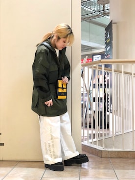 「シースルー」｜「アイテム（ミリタリージャケット）」を使った、かさん（レディース・146cm）の春コーディネート