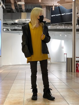 「秋先取りコーデ」｜「アイテム（ライダースジャケット）」を使った、かさん（レディース・146cm）の夏コーディネート