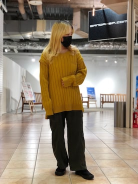 「くすみカラー」｜「アイテム（スリッポン）」を使った、かさん（レディース・146cm）の秋コーディネート