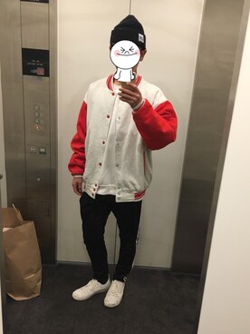 「Lee（リー）のアイテム（ニットキャップ/ビーニー）」を使った、こーやさん（メンズ・170cm）の冬コーディネート