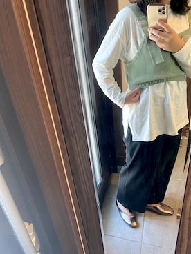 「リブニットパンツ」｜hrnさん（レディース・158cm）の春コーディネート