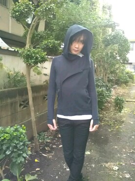 「NIKE（ナイキ）のアイテム（パーカー、ブラック系）」を使った、カド イツキさん（メンズ・177cm）の秋コーディネート