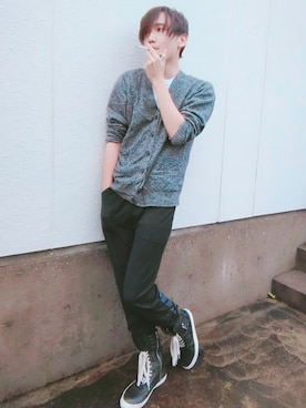 「Rick Owens（リックオウエンス）のアイテム（スニーカー、ブラック系）」を使った、カド イツキさん（メンズ・177cm）の秋コーディネート