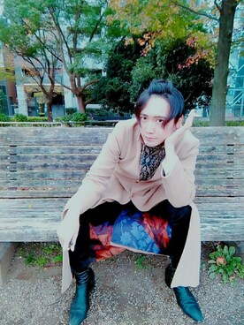 「KENZO（ケンゾー）のアイテム（その他アウター）」を使った、カド イツキさん（メンズ・177cm）の秋コーディネート