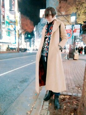 「KENZO（ケンゾー）のアイテム（その他アウター）」を使った、カド イツキさん（メンズ・177cm）の冬コーディネート