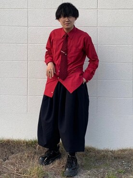 フォーマルスーツ 小物を使った 赤シャツ のメンズ人気ファッションコーディネート Wear