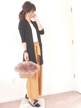 「ファーカゴバッグ」｜meiさん（レディース・175cm）の秋コーディネート