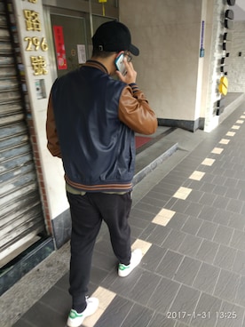 「TAIPEI」｜「アイテム（ナイロンジャケット）」を使った、黃詠惟さん（メンズ・183cm）の冬コーディネート