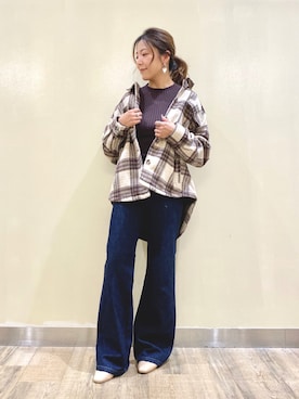 「Right-on（ライトオン）のアイテム（その他アウター）」を使った、miiisakichiiiさん（レディース・156cm）の秋コーディネート