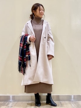 「Right-on」｜「アイテム（チェスターコート）」を使った、miiisakichiiiさん（レディース・156cm）の秋コーディネート