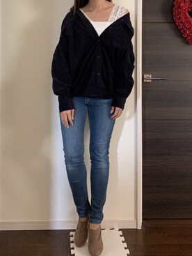 「GUコーデ」｜「アイテム（ブーティ）」を使った、Mei さん（レディース・160cm）の冬コーディネート