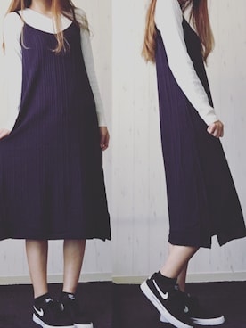 スニーカーを使った ニットキャミワンピ の人気ファッションコーディネート Wear