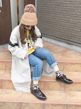 「SM2（エスエムツー）のアイテム（チェスターコート）」を使った、まき みさきさん（レディース・149cm）の冬コーディネート