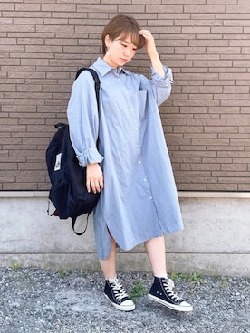「アイテム（シャツワンピース）」を使った、まき みさきさん（レディース・149cm・20代）の夏コーディネート