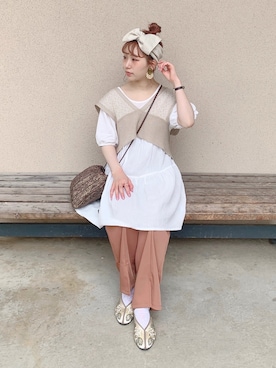 「スリット」｜「アイテム（その他シューズ）」を使った、まき みさきさん（レディース・149cm）の春コーディネート