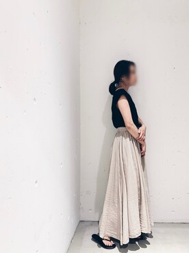 「Auntie Rosa Holiday（アンティローザホリデー）の【Holiday】リネンスラブノースリトップ（Tシャツ/カットソー）」を使った、あゆさん（レディース・148cm）の夏コーディネート