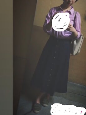 「Samansa Mos2 blue」｜「アイテム（スリッポン）」を使った、chaさん（レディース・158cm）の夏コーディネート