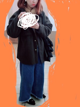 「ORiental TRaffic(ORiental TRaffic)」｜「アイテム（その他アウター）」を使った、chaさん（レディース・158cm）の冬コーディネート