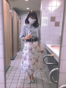 「rps（アールピーエス）のアイテム（デニムスカート）」を使った、puniko1999さん（レディース・158cm）の春コーディネート