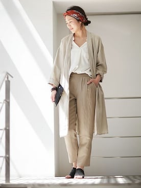 「NANO universe（ナノユニバース）のアイテム（サンダル）」を使った、NANO universe snap L'sさん（レディース・161cm）の春コーディネート