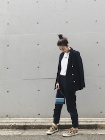 未使用タグ付き✨ナノユニバース ダブルブレストジャケット 金ボタン ブルー F 未使用タグ付き✨ナノユニバース ダブルブレストジャケット 金
