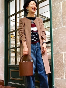 「アイテム（イヤリング、グリーン系）」を使った、NANO universe snap L'sさん（レディース・161cm）の秋コーディネート