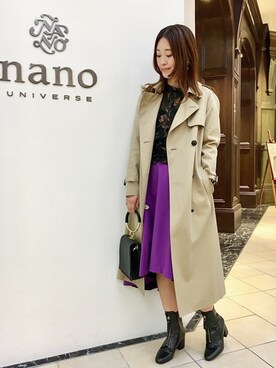 「NANO universe（ナノユニバース）のアイテム（トレンチコート）」を使った、NANO universe snap L'sさん（レディース・161cm）の秋コーディネート