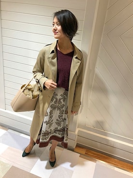 「NANO universe（ナノユニバース）のアイテム（トレンチコート）」を使った、NANO universe snap L'sさん（レディース・161cm）の秋コーディネート