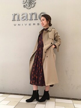 「NANO universe（ナノユニバース）のアイテム（トレンチコート）」を使った、NANO universe snap L'sさん（レディース・161cm）の秋コーディネート