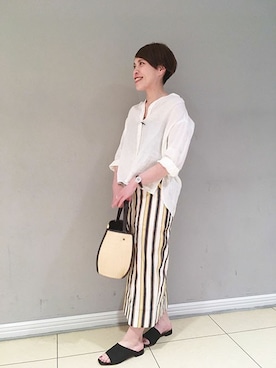 「スキッパーシャツ」｜NANO universe snap L'sさん（レディース・155cm）の春コーディネート