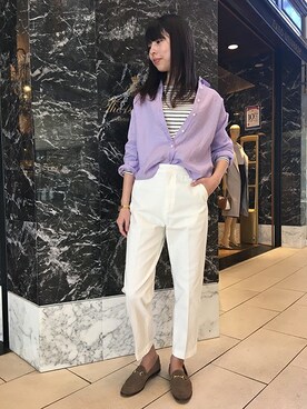 「ラベンダー」｜「アイテム（スリッポン）」を使った、NANO universe snap L'sさん（レディース・163cm）の春コーディネート