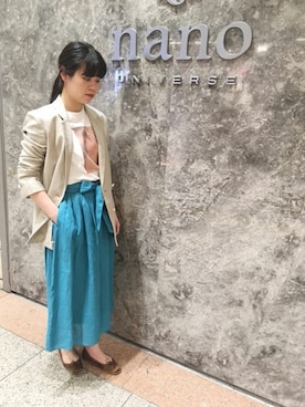 「アイテム（テーラードジャケット、ホワイト系）」を使った、NANO universe snap L'sさん（レディース・162cm）の春コーディネート