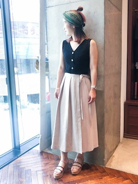 「ラップスカート」｜NANO universe snap L'sさん（レディース・160cm）の春コーディネート