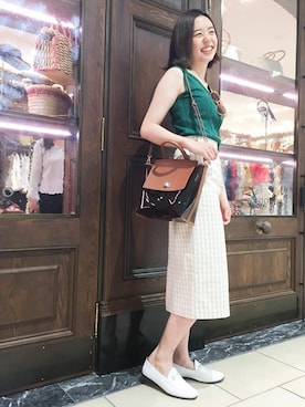 「ノースリーブニット」｜「アイテム（スリッポン）」を使った、NANO universe snap L'sさん（レディース・166cm）の春コーディネート