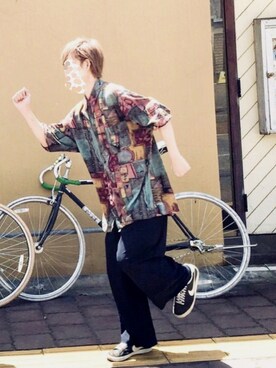 「ADPOSION（アドポーション）のアイテム（パンツ）」を使った、かとたく@さん（メンズ・167cm）の春コーディネート