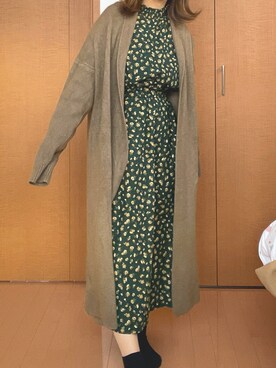 「おとなコーデ」｜「アイテム（ワンピース）」を使った、もこさん（レディース・155cm）の冬コーディネート