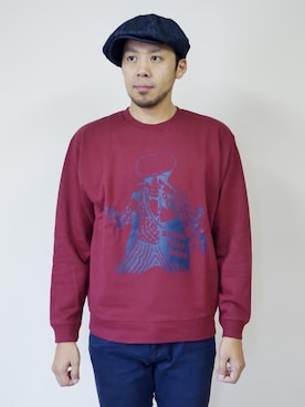 「NEVER TRUST（ネバートラスト）のアイテム（スウェット）」を使った、ロケットシップさん（メンズ・182cm）の秋コーディネート