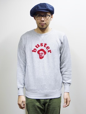 「NEVER TRUST（ネバートラスト）のアイテム（スウェット）」を使った、ロケットシップさん（メンズ・182cm）の秋コーディネート